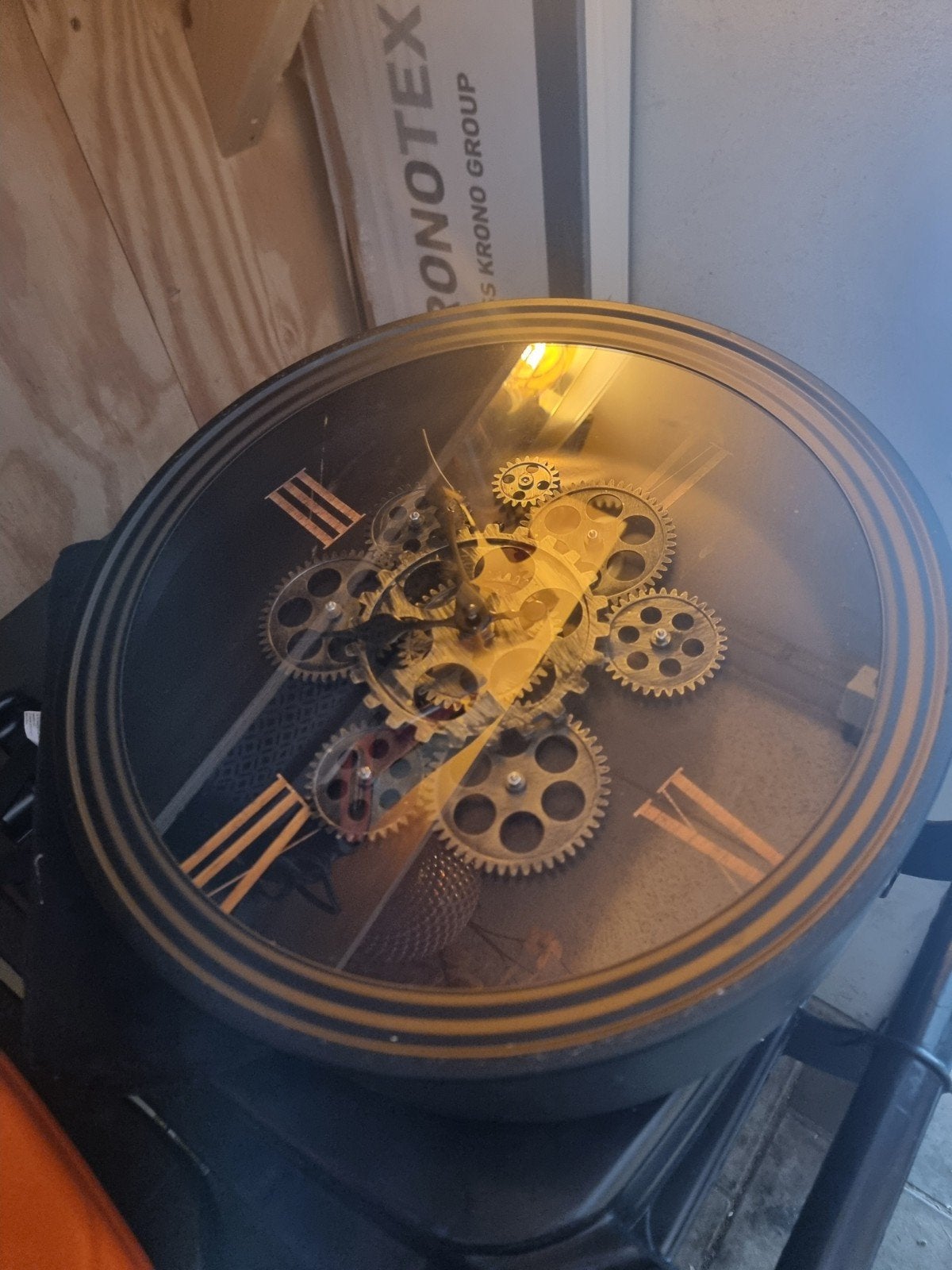 Grote Steampunk Wandklok met Zichtbare Tandwielen, Ophalen of Verzenden