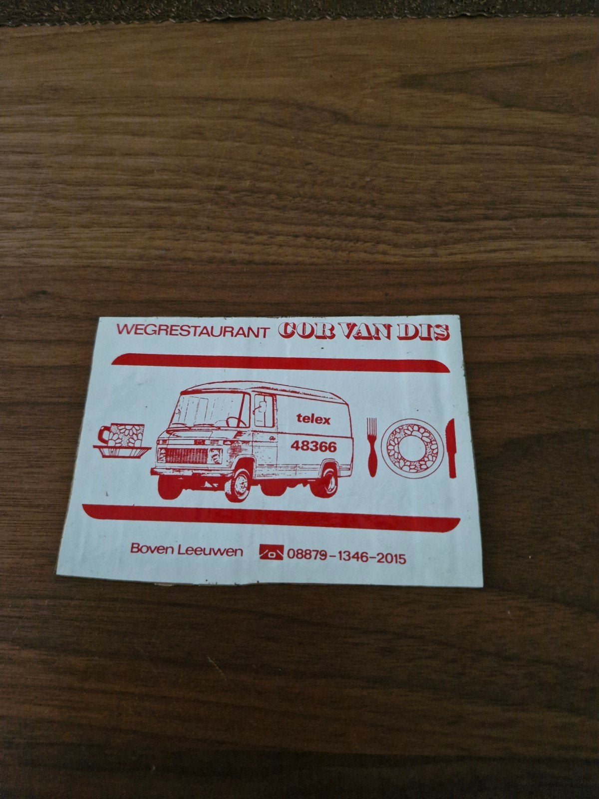 671 Sticker Wegrestaurant Cor van Dis Boven Leeuwen 14x10cm, Verzamelen, Ophalen of Verzenden, Nieuw, Overige typen