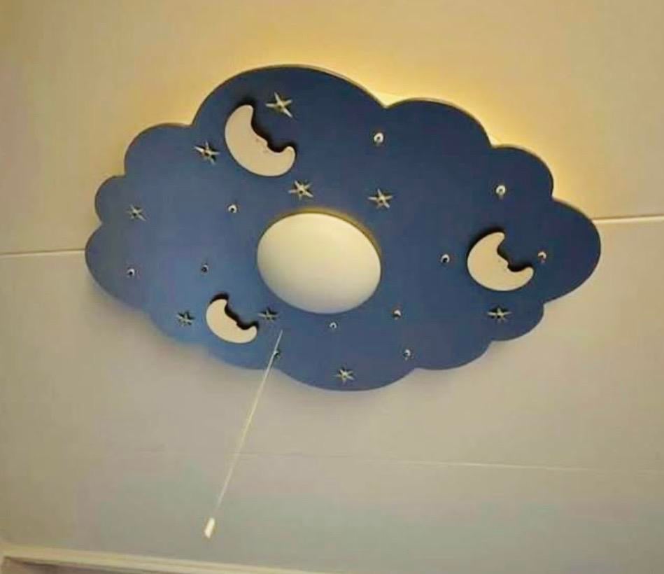 Plafondlamp Wolk met Sterren en Manen, Ophalen of Verzenden, Gebruikt, Lamp