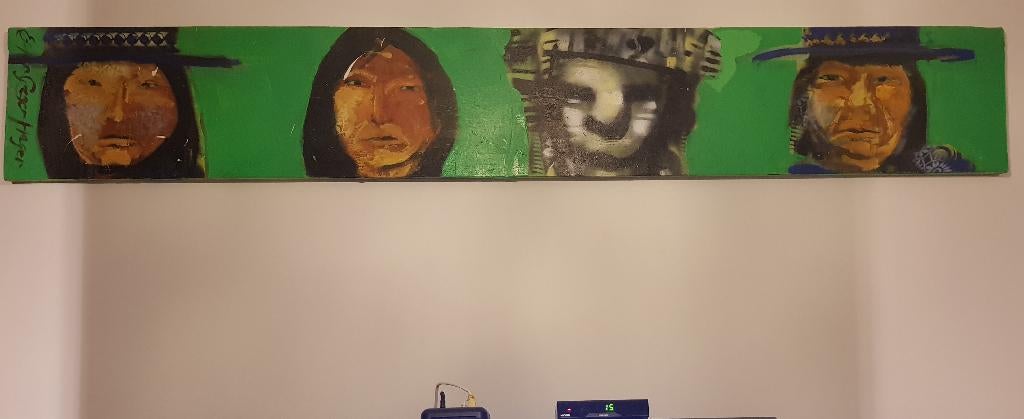 Espen Greger Hagen en Herman Brood schilderij 32x212cm groot, Ophalen