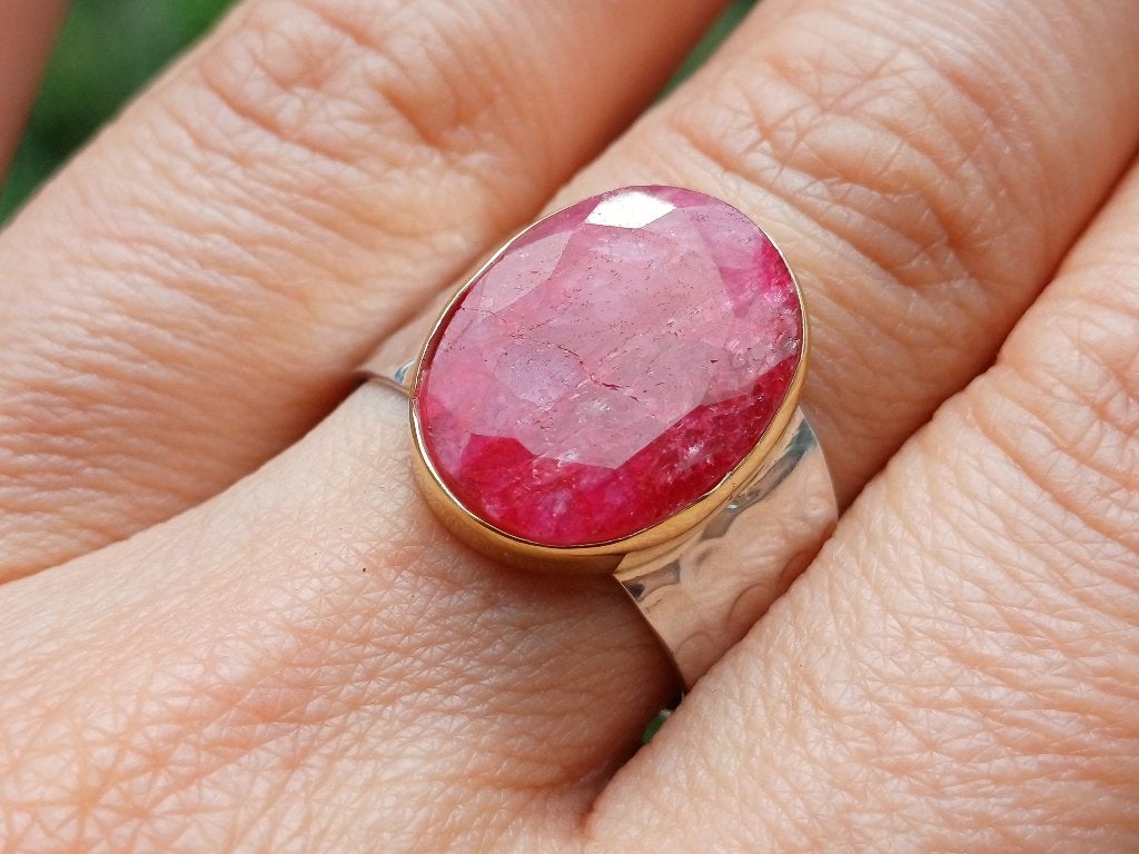 Vanoli 925 zilveren ring met ruwe robijn maat 18,5, Daiva1973@hotmail.com, 18 tot 19, Vanoli, Amsterdam