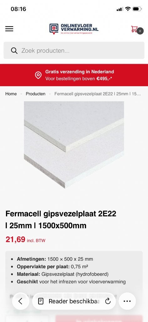 Fermacell 25 mm, Doe-het-zelf en Verbouw, Platen en Panelen, Ophalen of Verzenden, Nieuw, Betonplex, 20 tot 50 mm