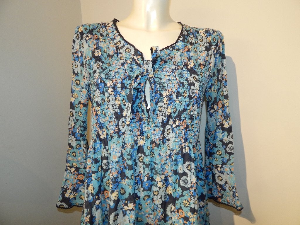 Odd Molly fleurige bloemen jurk hemels blauw strikjes M, Maat 38/40 (M), Zo goed als nieuw, Knielengte, Odd Molly