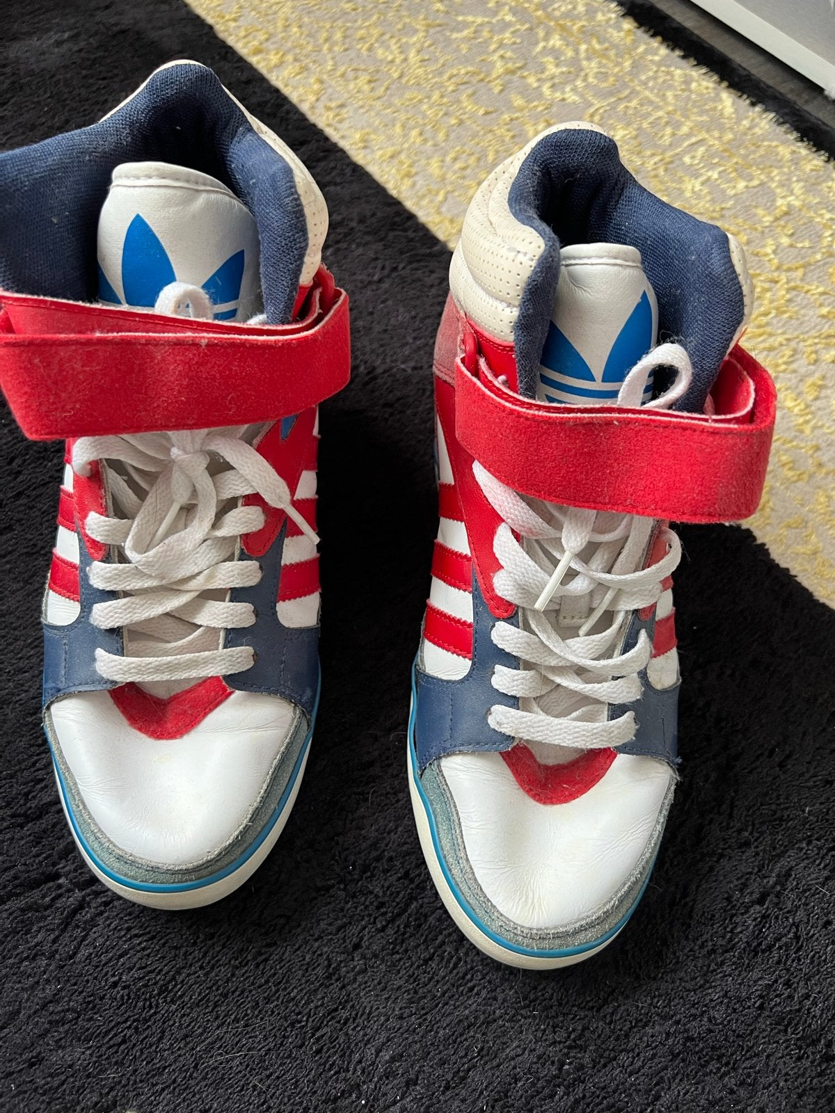 Adidas high-top sneakers rood/blauw/wit - Maat 40 2/3, Ophalen of Verzenden, Gedragen, Rood, Sneakers of Gympen