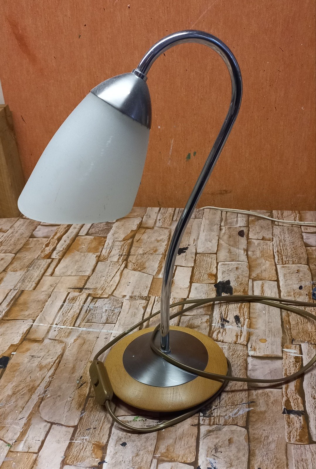 Leuke retro bureau lamp, goed werkend!, Ophalen, Gebruikt, Glas, Minder dan 50 cm