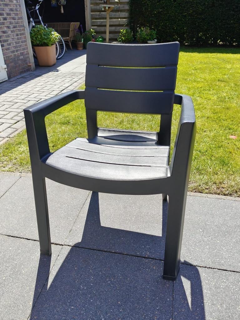 6 x Tuinstoel Stapelbaar Allibert Keter Julie Grafiet, Ophalen, Zo goed als nieuw, Kunststof, Stapelbaar