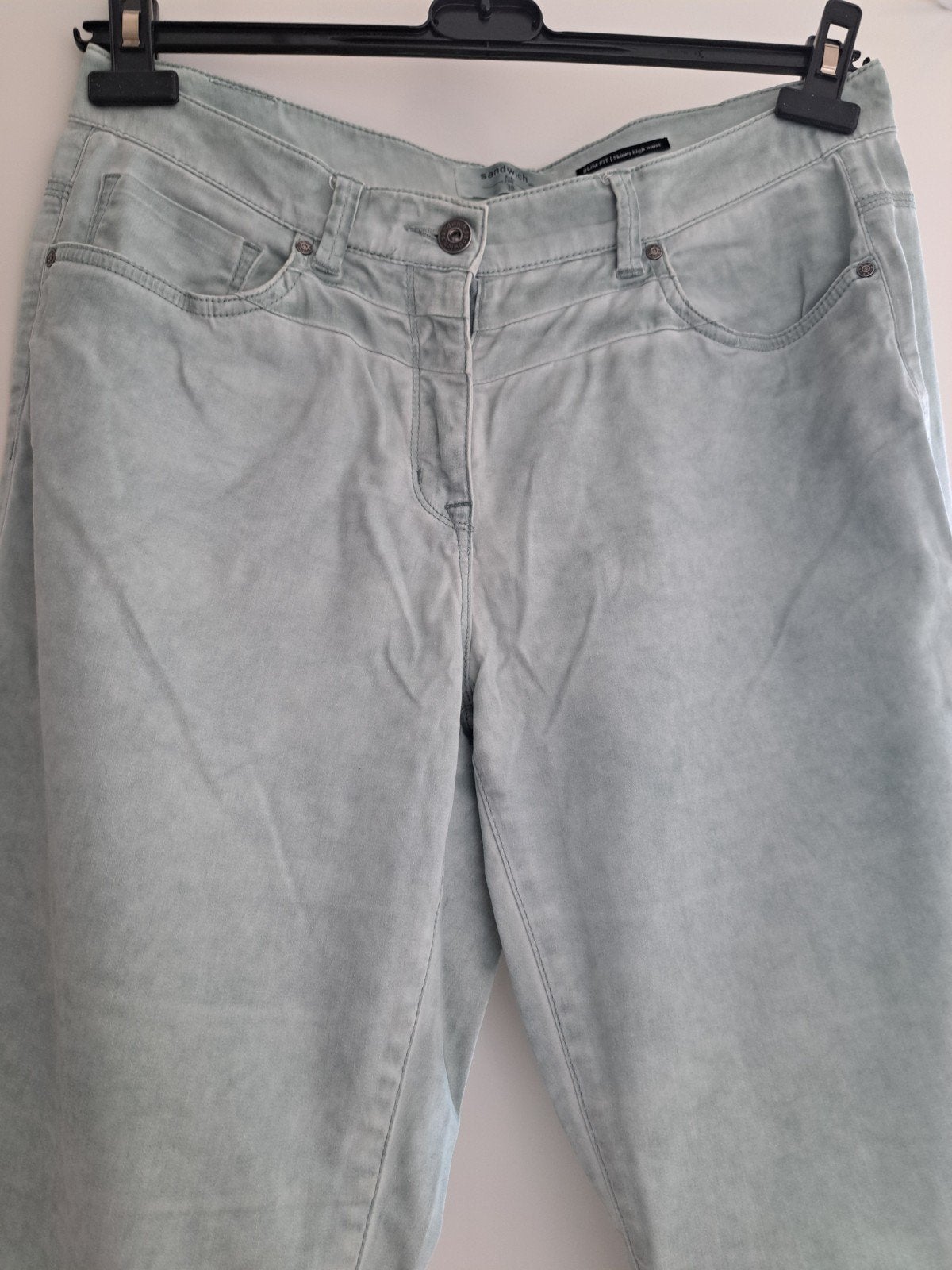 Mintgroene Sandwich jeansbroek mt 38, Kleding | Dames, Overige kleuren, Ophalen of Verzenden, Zo goed als nieuw, W30 - W32 (confectie 38/40)