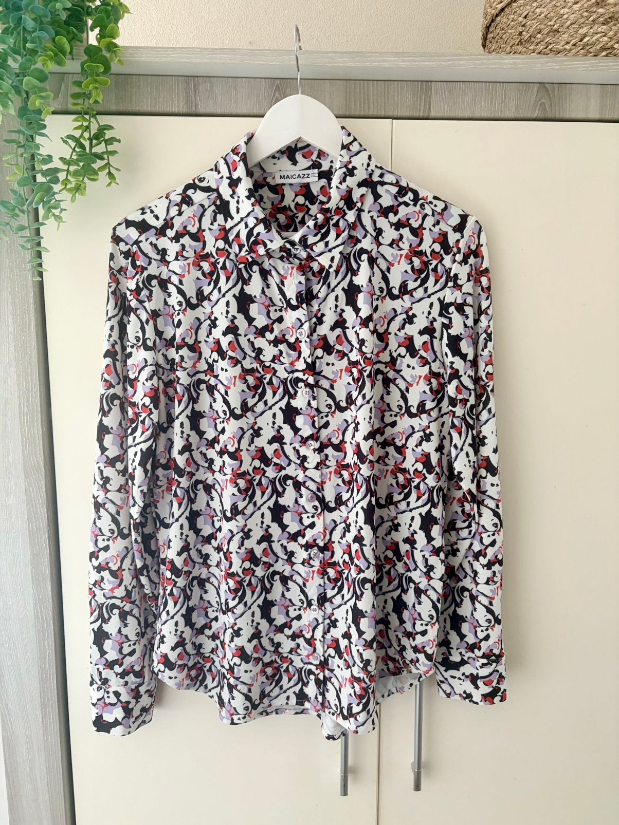 Maicazz travelstof blouse maat L, Ophalen of Verzenden, Zo goed als nieuw, Maat 42/44 (L), Wit