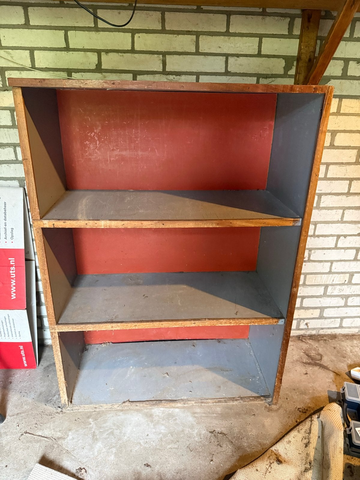 Stevig houten rek met 3 planken - Gebruikt, Ophalen, Met plank(en), Gebruikt, 100 tot 150 cm