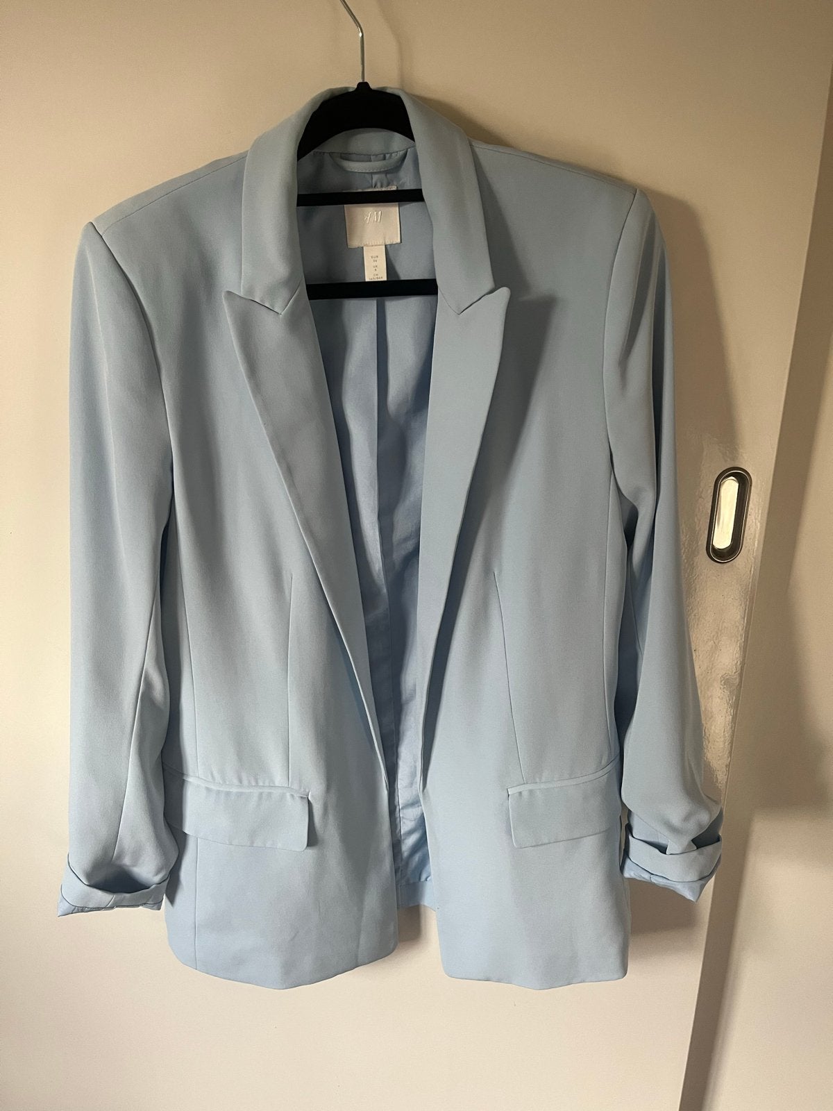 H&M Lichtblauwe Blazer Maat 36 (S), Kleding | Dames, Blauw, Ophalen of Verzenden, Zo goed als nieuw, Jasje