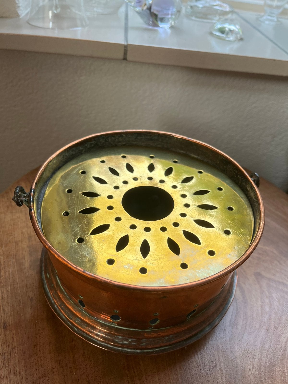 Koperen ketel met koperen theelicht, Ophalen of Verzenden