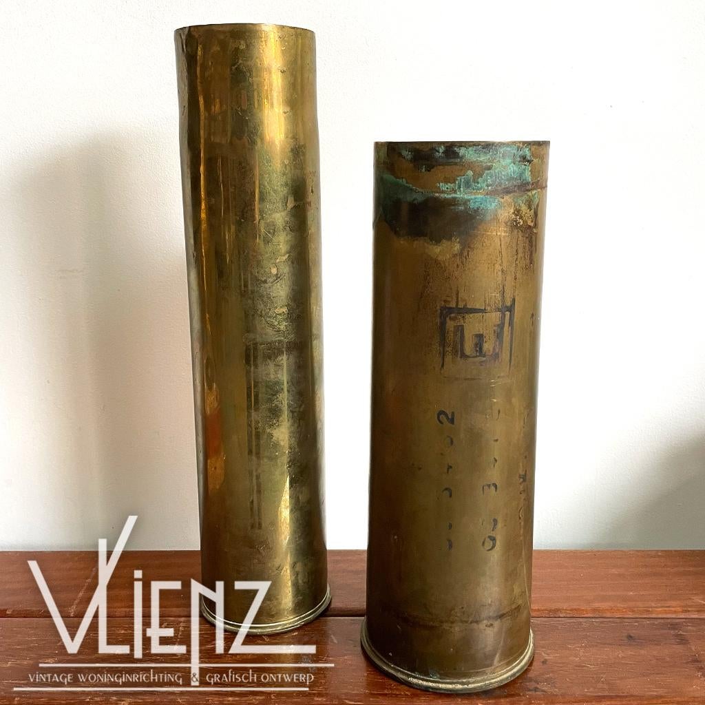 Twee oude kogelhulzen, granaathulzen, Militaria 1943, Verzamelen, Militaria | Tweede Wereldoorlog, Hulzen of Bodemvondsten, Nederland