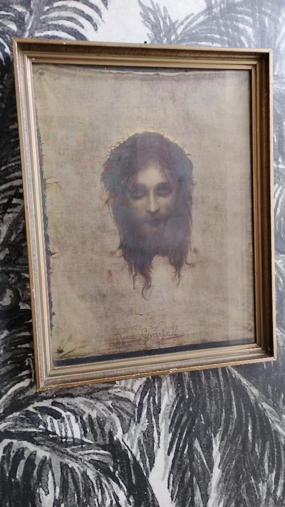 Vintage reproductie Lijkwade van Turijn van Gabriel Max, Antiek en Kunst, Kunst | Tekeningen en Foto's, Ophalen of Verzenden