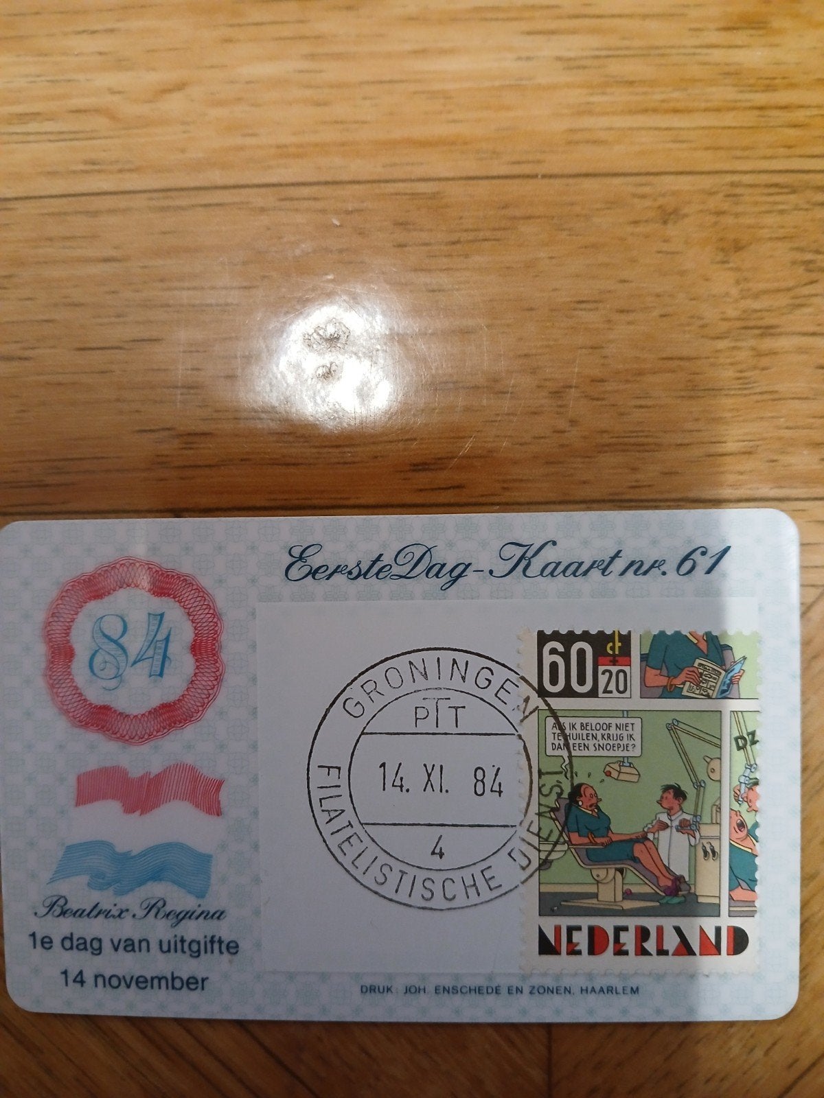 Eerste Dag-Kaart nr. 61 - Beatrix Regina 1984, Postzegels en Munten, Ophalen of Verzenden, Na 1940, Gestempeld