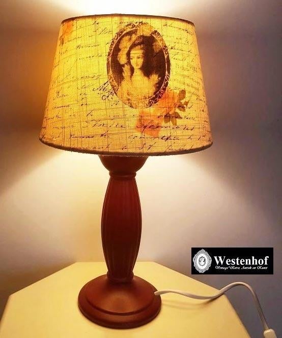 Vintage tafellamp met rode keramiek lampvoet,, Ophalen of Verzenden, Gebruikt, Overige materialen, Minder dan 50 cm
