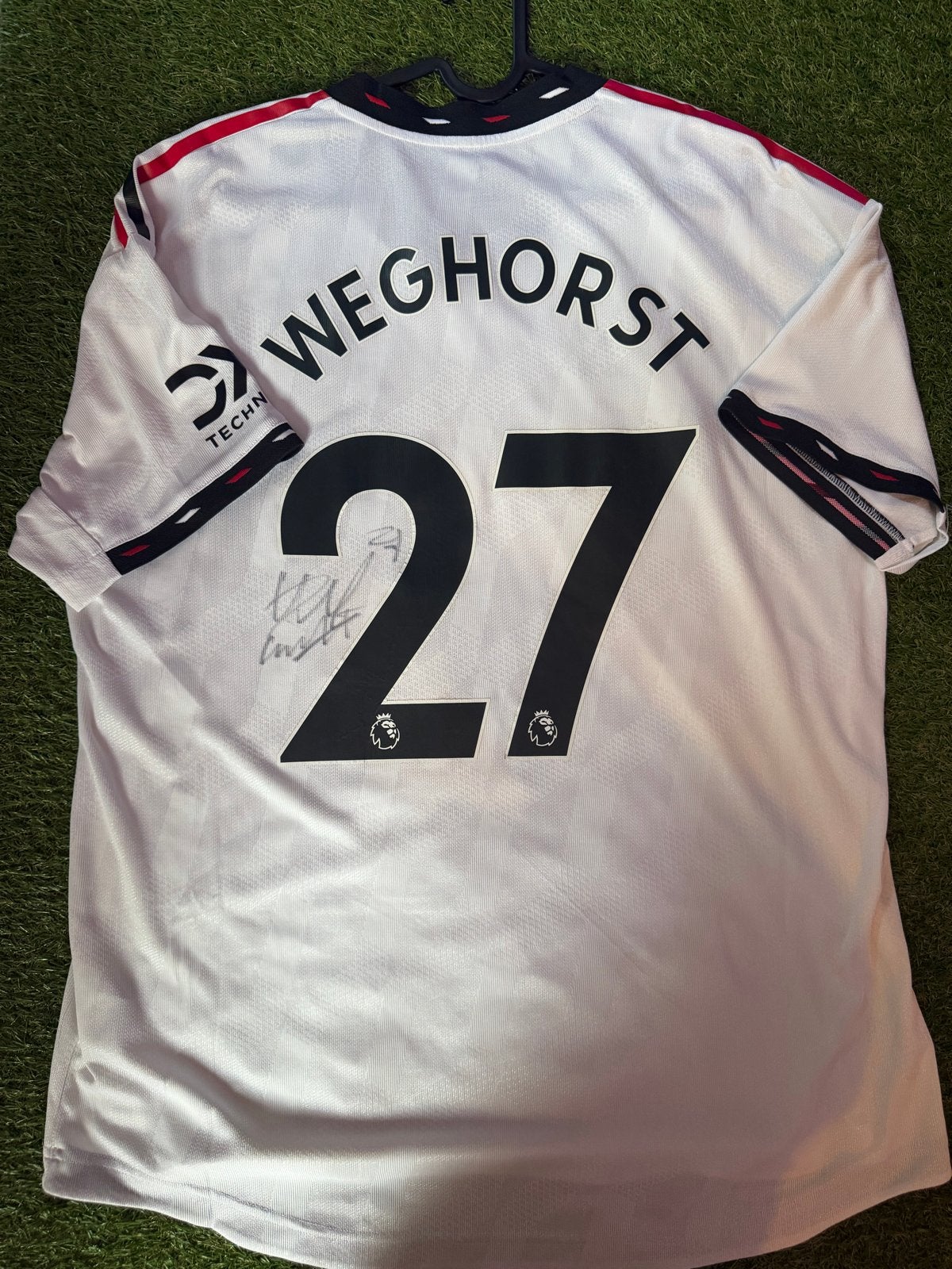 Gesigneerd Wout Weghorst Manchester United shirt, Wit, Maat 56/58 (XL), Ophalen of Verzenden, Voetbal