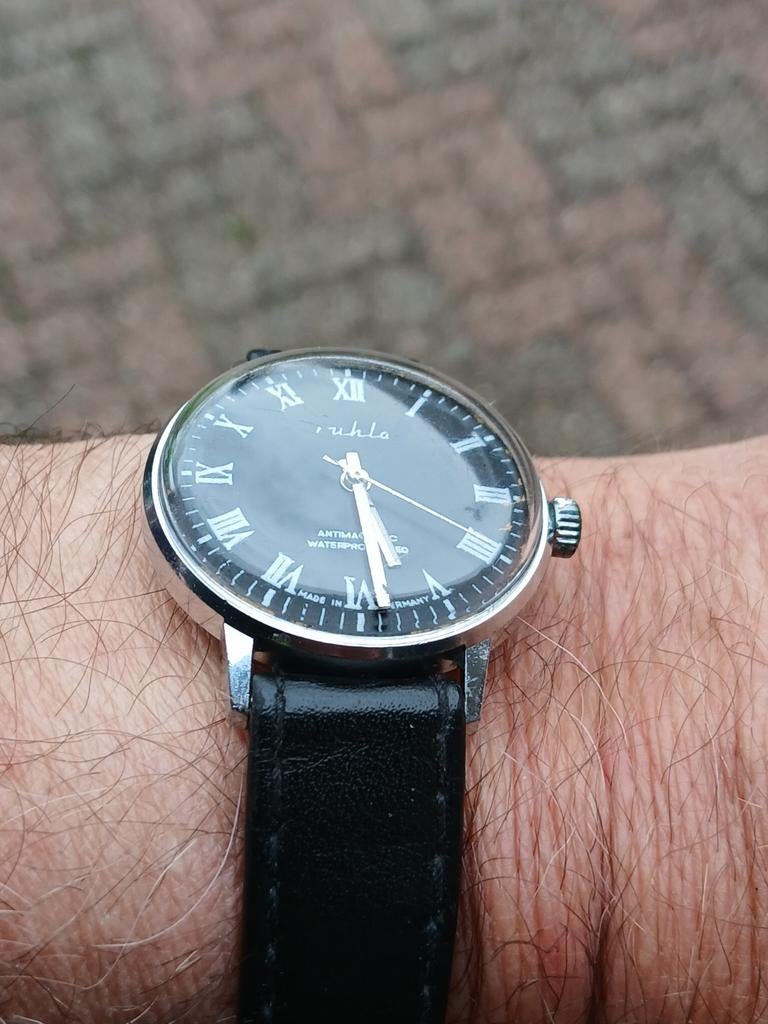 Vintage Ruhla jaren '60 herenhorloge - schoongemaakt & geoli, Ophalen of Verzenden