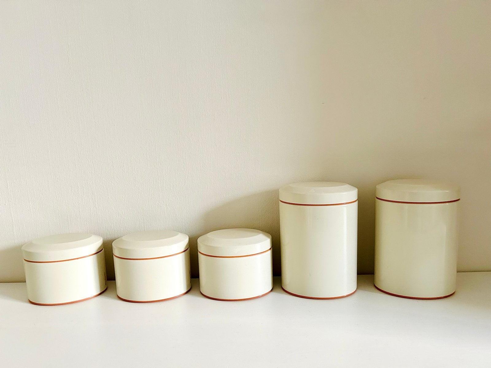 Brabantia voorraadpotten set - 5 stuks, Beige, Gebruikt, Ophalen of Verzenden, Voorraadpot