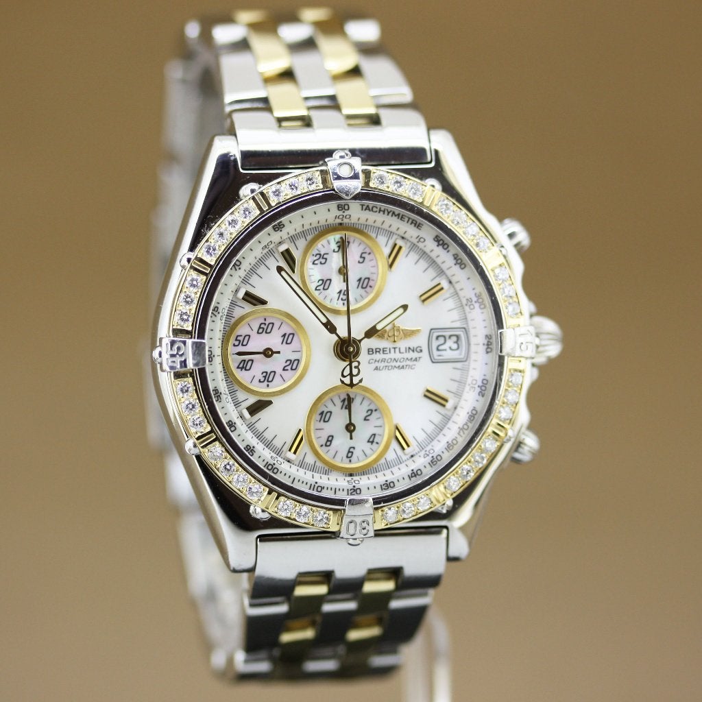 Breitling Chronomat GT D13050 MOP Diamant, Staal, Gebruikt, Breitling, Polshorloge