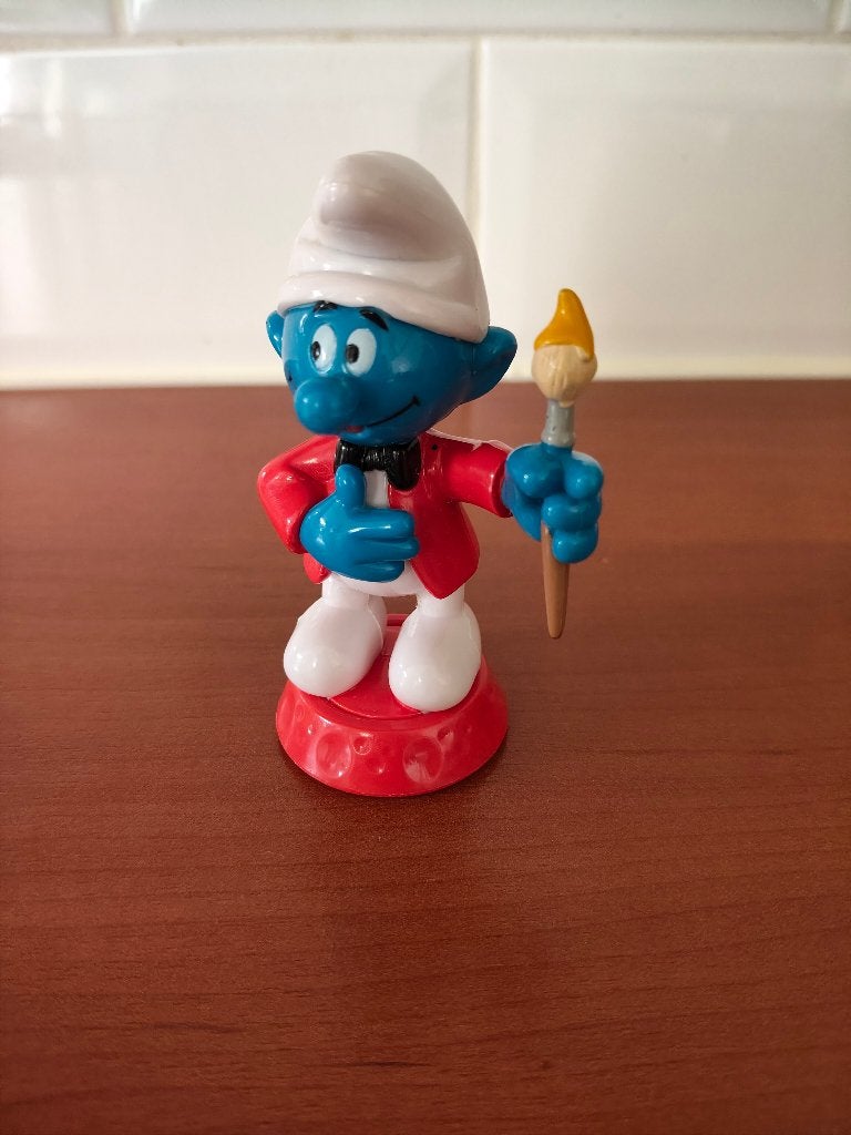schilder smurf (ca 9 cm hoog), Ophalen, Zo goed als nieuw, Overige Smurfen, Poppetje, Figuurtje of Knuffel