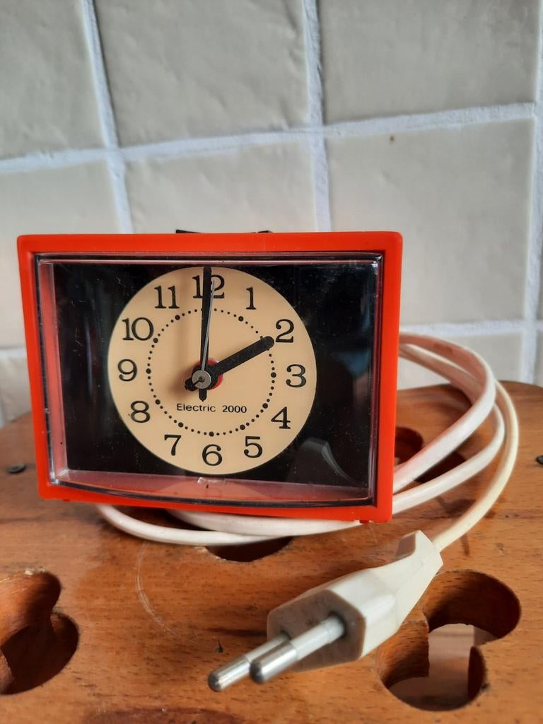 Vintage Electric 2000 wekker - Oranje retro design, Ophalen of Verzenden