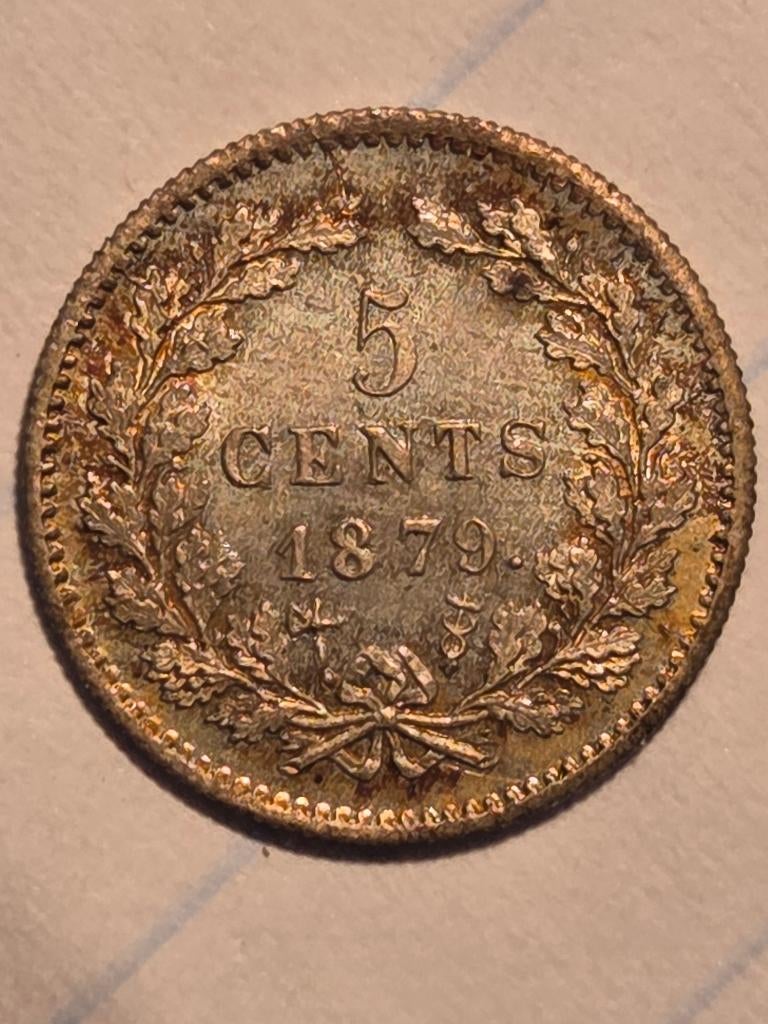 Stuiver 1879, Ophalen of Verzenden, Koning Willem III, 5 cent, Zilver
