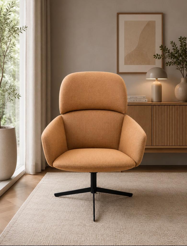 TRUE DESIGN ITALIAANSE DESIGN FAUTEUIL DRAAI RELAX STEOL, Huis en Inrichting, Fauteuils, Zo goed als nieuw, Stof, 50 tot 75 cm