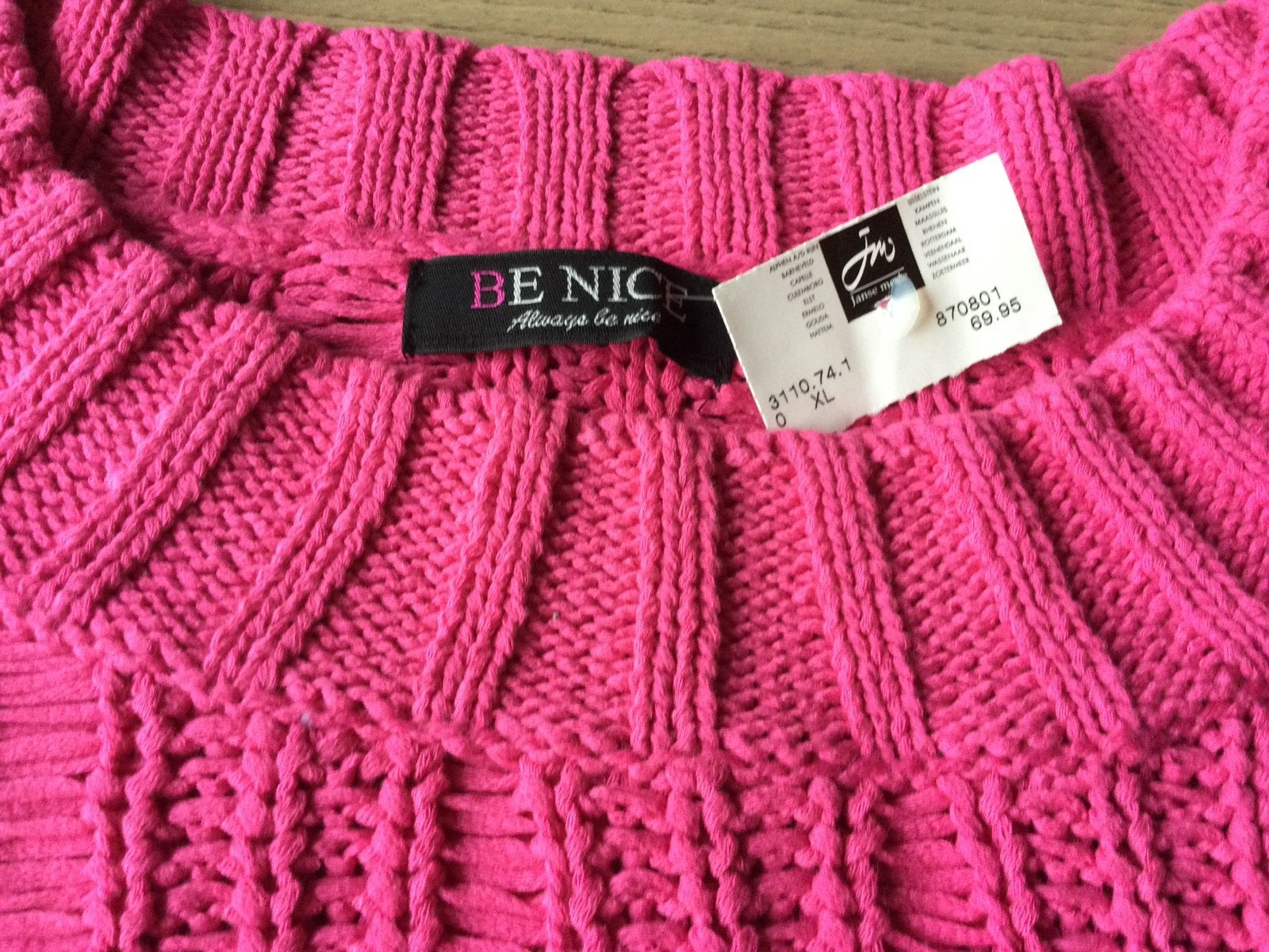 BE NICE NIEUWE TOP/TRUI mt.XL NIEUW FUCHSIA ROZE, Ophalen of Verzenden, Nieuw, Maat 46/48 (XL) of groter, Roze