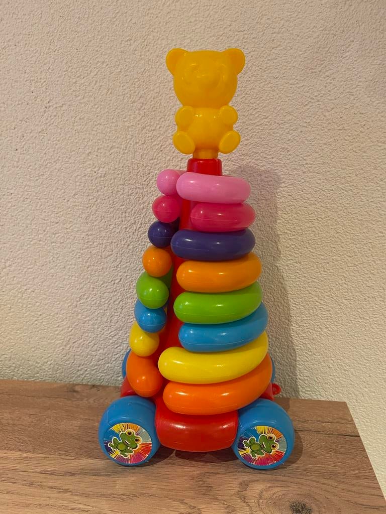 Stapelringen met beer en wieltjes, Ophalen of Verzenden, Zo goed als nieuw, Overige typen, Met wieltjes
