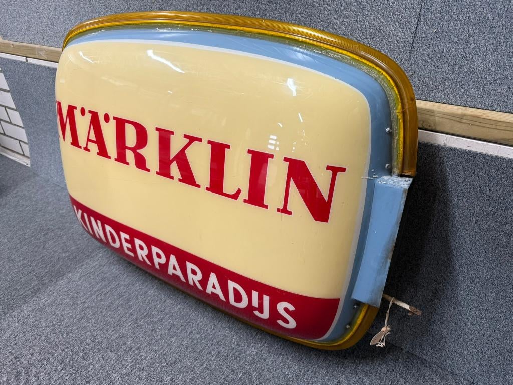 Märklin Kinderparadijs lichtreclame uithangbord vintage 60's, Verzamelen, Merken en Reclamevoorwerpen, Ophalen, Gebruikt, Lichtbak of (neon) lamp