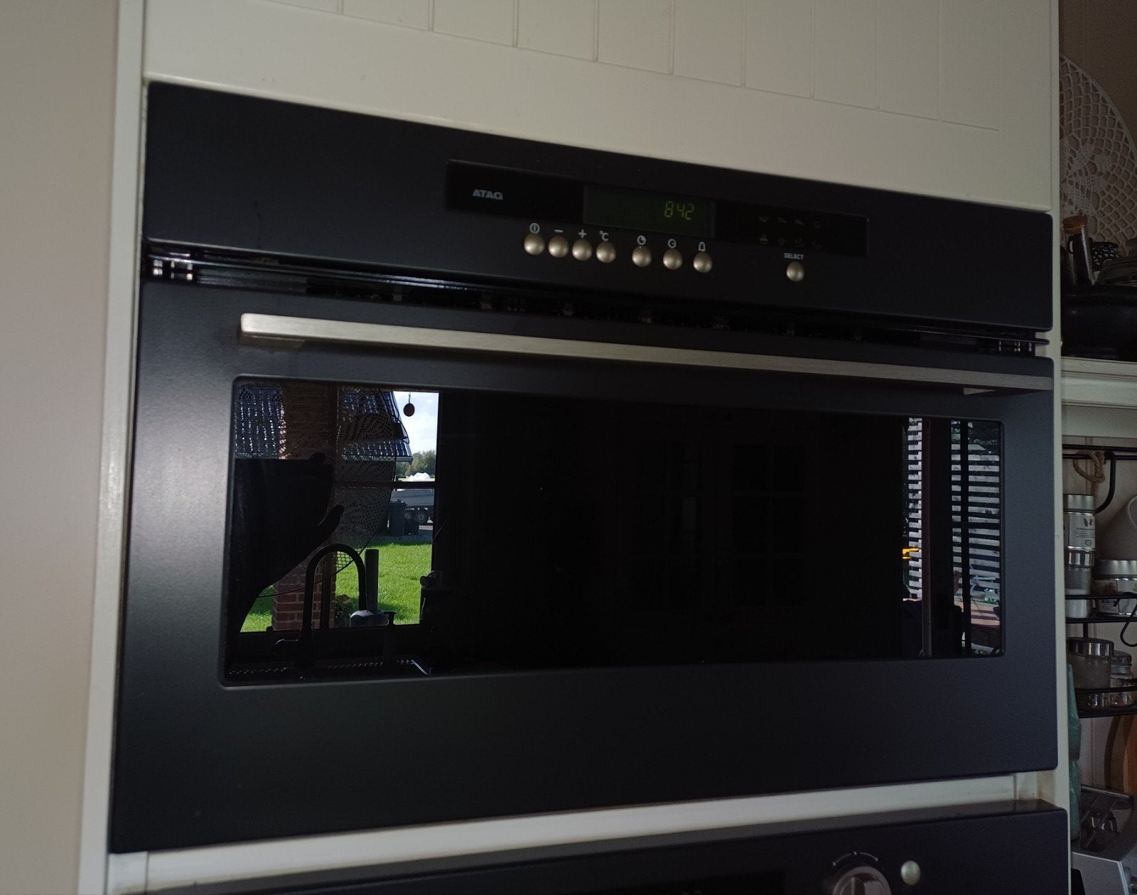 Stoomoven Atag SX3011C inbouw zgan zwart, Ophalen, Zo goed als nieuw
