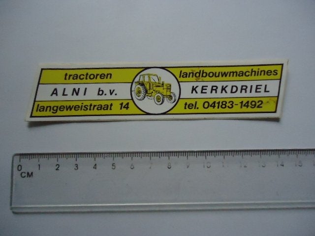 sticker Jaren 70 80 TRAKTOR machine Kerkdriel ALNI dealer, Verzenden, Zo goed als nieuw, Bedrijf of Vereniging