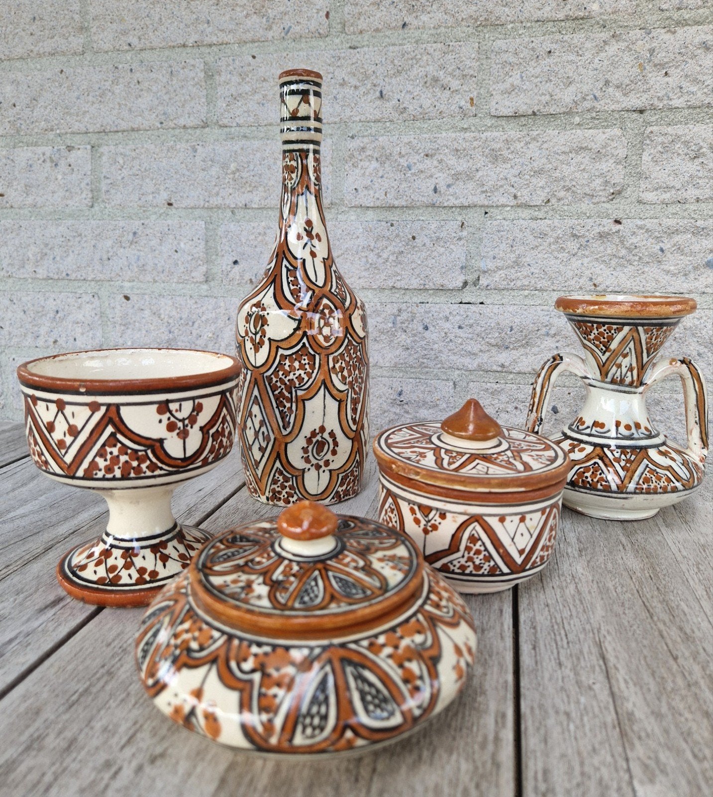 Safi keramiek uit Marokko, set 5 stuks, Ophalen of Verzenden