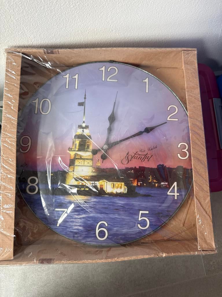 Wandklok met Istanbul Kız Kulesi design, Ophalen of Verzenden, Nieuw, Wandklok