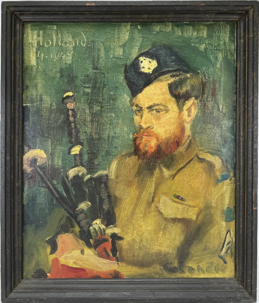 1326. Schilderij, Nederlandse School - militair portret 1945, Ophalen