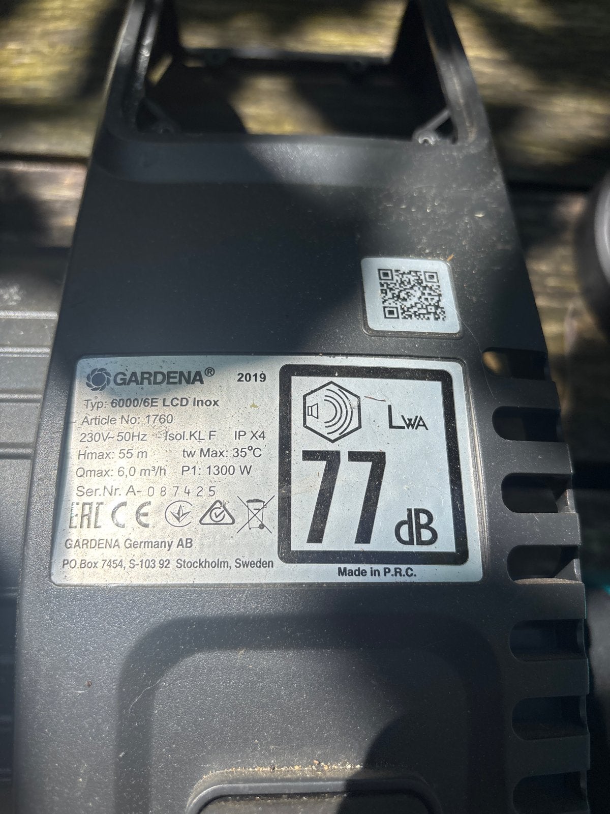 Onderdelen Gardena Pomp 6000/6E LCD Inox - Diversen, Ophalen of Verzenden, Gebruikt, Elektrisch, Hydrofoorpomp