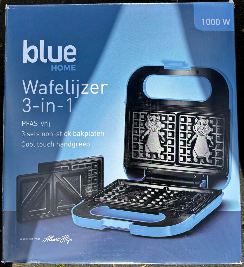 Blue Home Wafelijzer 3-in-1 - Nieuw in doos, Witgoed en Apparatuur, Wafelijzers, Ophalen, Uitneembare platen, Nieuw