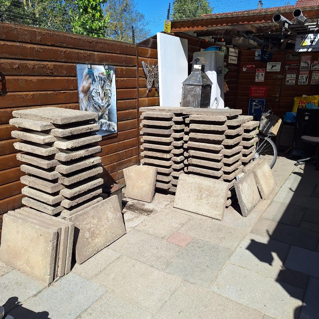 beton tegels 60x40 plus minus 28 m², Ophalen, Gebruikt, 10 m² of meer, Beton