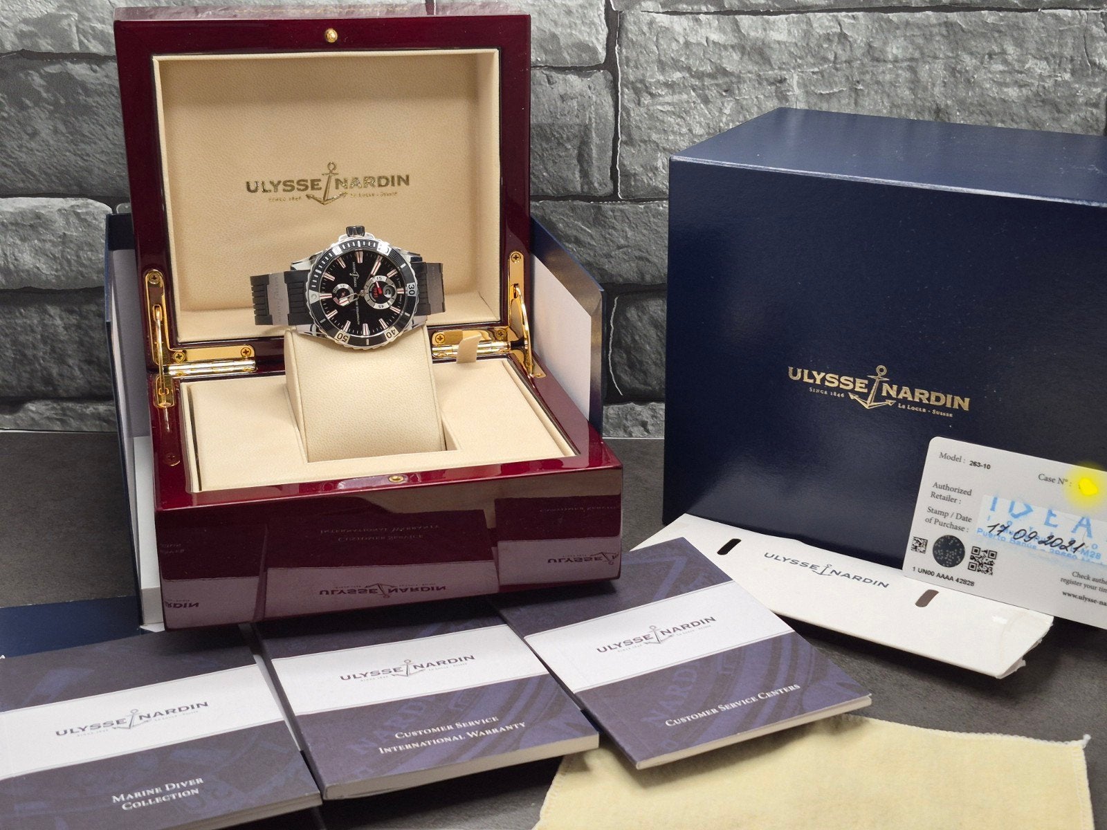 Ulysse Nardin Marine Diver chronometer full set 2021, Overige merken, Zwitserland, Staal, Kunststof