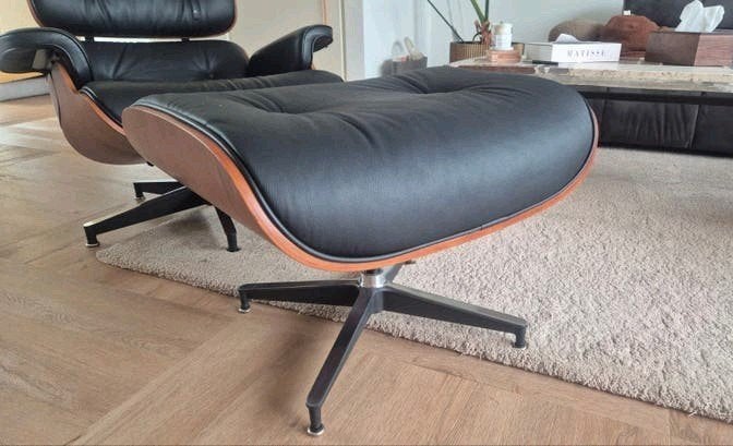 Hocker voor Vitra Eames Replica- Walnoot Hout & Echt L, Ophalen, Zwart, Design, Modern, Hout