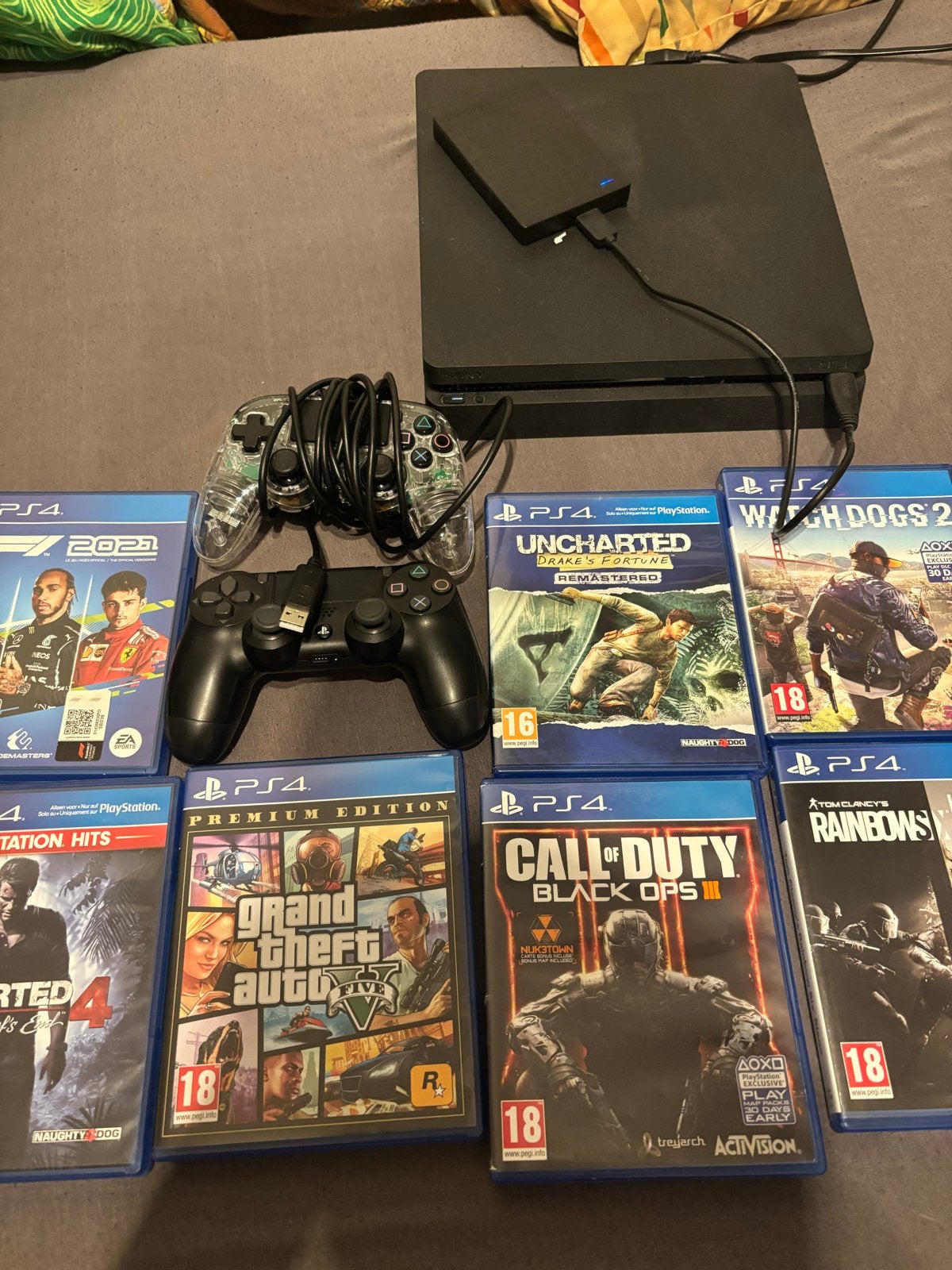 PlayStation 4 met 2 controllers en 7 games, Ophalen of Verzenden, Gebruikt, Met 2 controllers, Met games