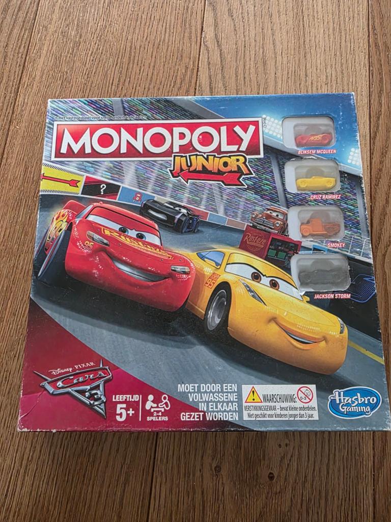 Monopoly Cars Disney kinderen, Hobby en Vrije tijd, Gezelschapsspellen | Bordspellen, Ophalen of Verzenden, Zo goed als nieuw