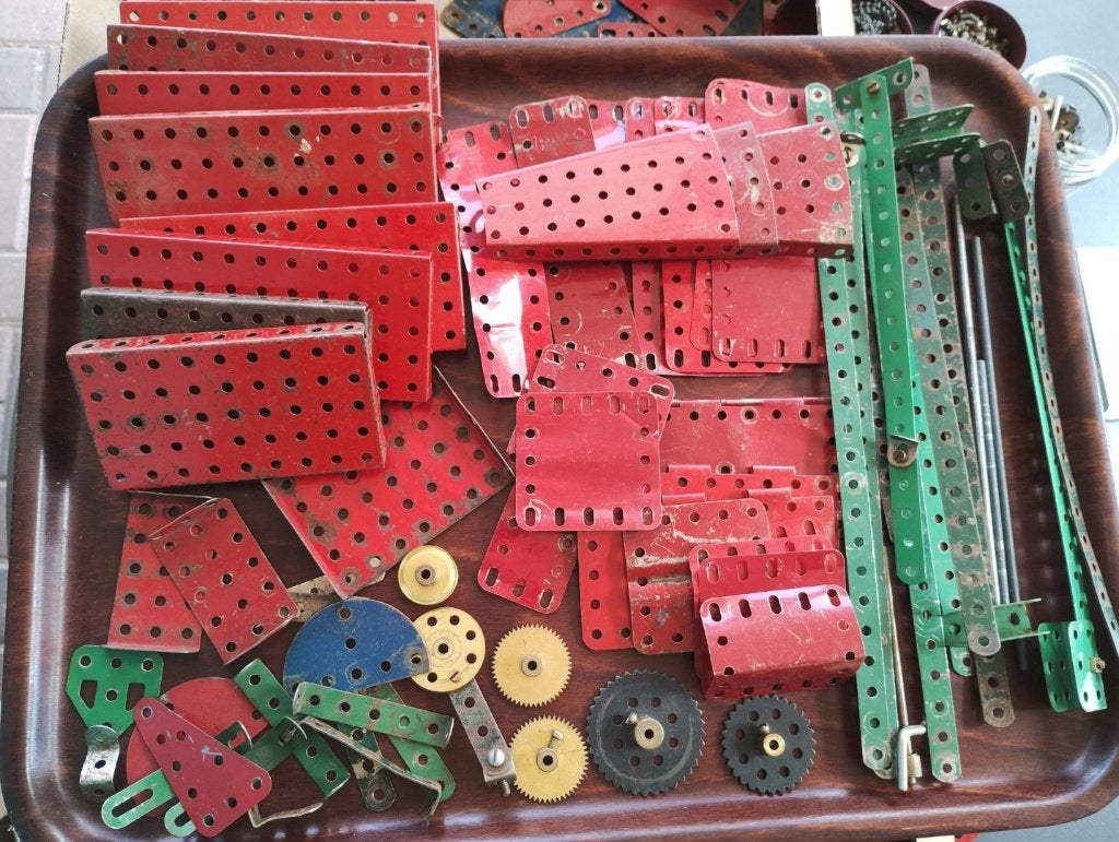 heel veel meccano, met clockwork motor en boekjes, Ophalen of Verzenden