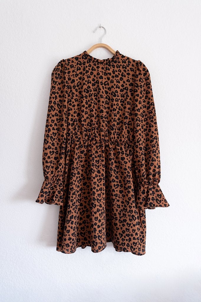Panterprint Jurk Loavies Maat XS, Bruin, Ophalen of Verzenden, Knielengte, Maat 34 (XS) of kleiner