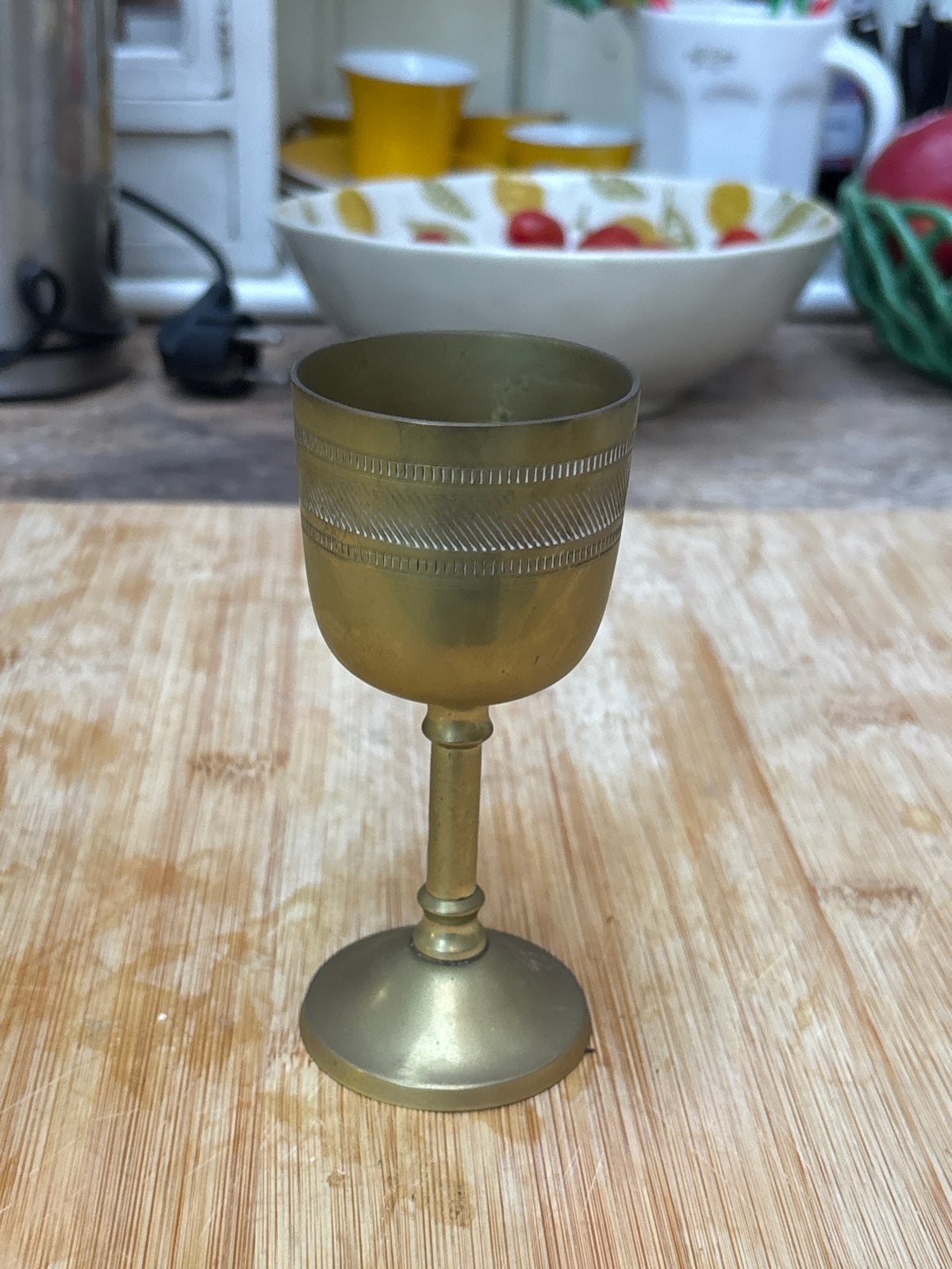 Vintage Koperen Kelk met Gravering, Antiek en Kunst, Ophalen of Verzenden, Koper