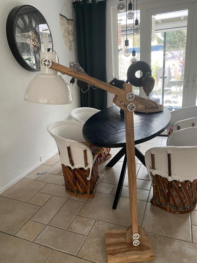 Light & Living industriële vloerlamp van hout en metaal, Ophalen