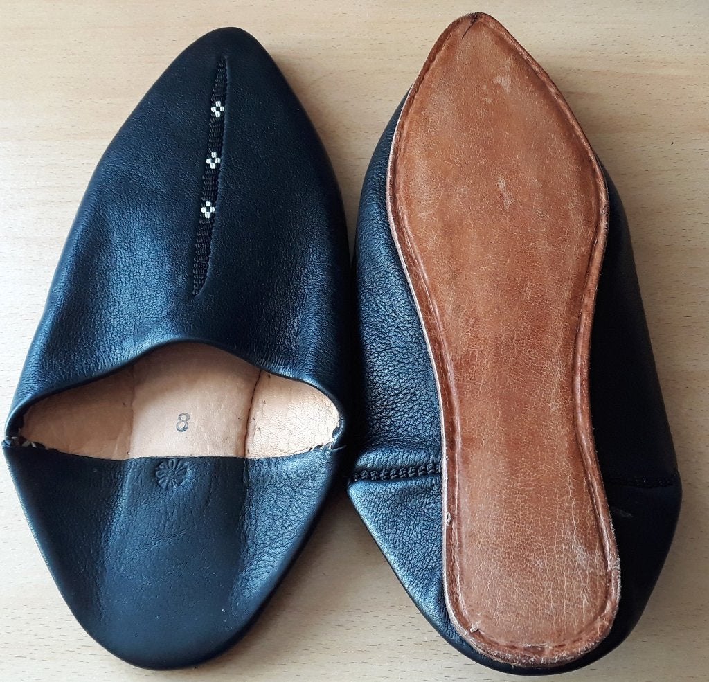 Geheel leren Marokkaanse slippers/muiltjes - Mt 37 - Nieuw, Kleding | Dames, Schoenen, Zwart, Nieuw, Ophalen of Verzenden, Marokkaanse bel3ra