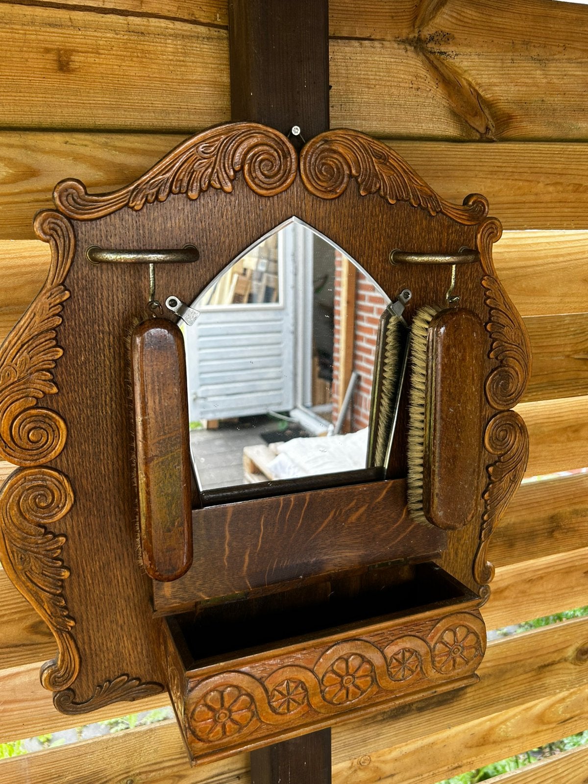 Antieke wandspiegel, Ophalen of Verzenden, Overige vormen, Minder dan 50 cm