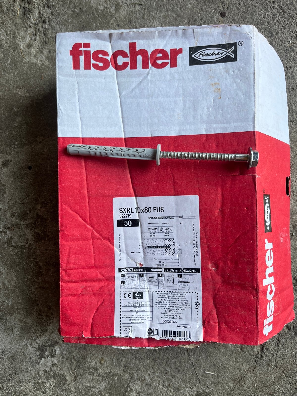 Fischer SXRL 10x80 FUS pluggen met schroeven, Ophalen of Verzenden, Nieuw, 50 tot 100 mm, Pluggen