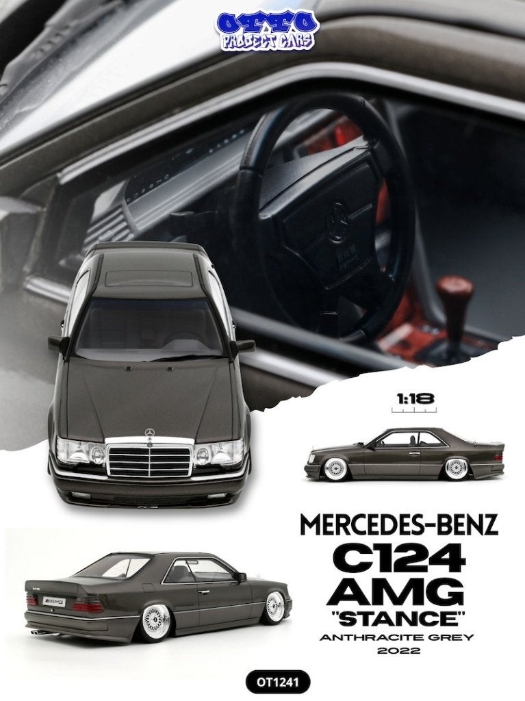 Mercedes-Benz C124 AMG "Stance" Antraciet Grijs 1:18, Hobby en Vrije tijd, Ophalen of Verzenden, Nieuw, Auto, OttOMobile